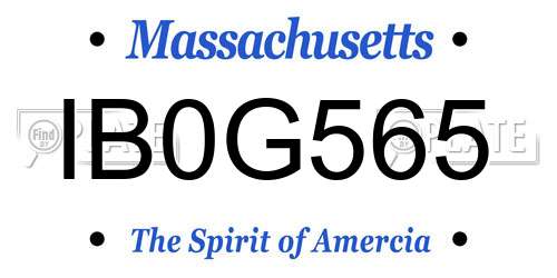 IB0G565 Massachusetts License Plate