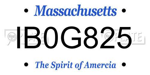 IB0G825 Massachusetts License Plate