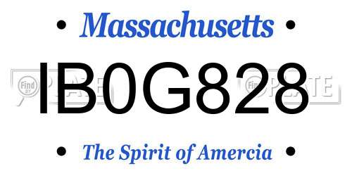 IB0G828 Massachusetts License Plate