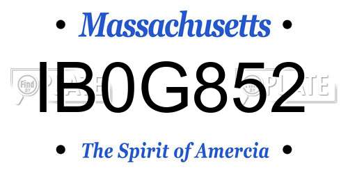 IB0G852 Massachusetts License Plate