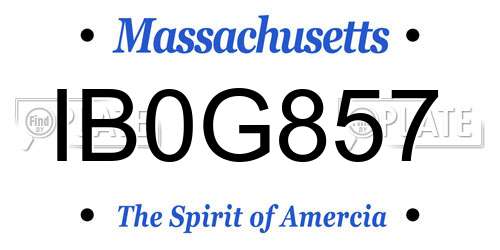 IB0G857 Massachusetts License Plate