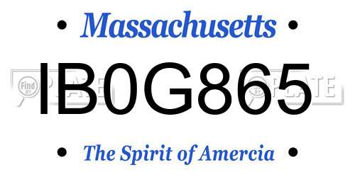 IB0G865 Massachusetts License Plate