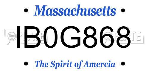 IB0G868 Massachusetts License Plate