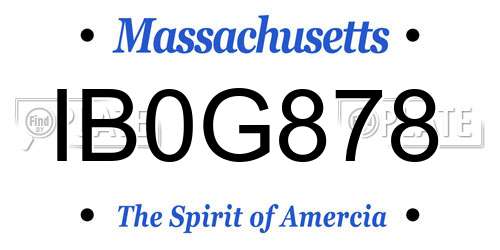 IB0G878 Massachusetts License Plate