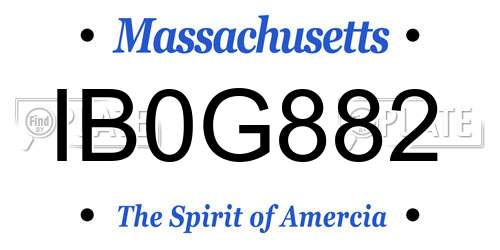 IB0G882 Massachusetts License Plate