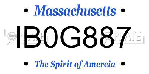 IB0G887 Massachusetts License Plate