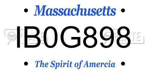 IB0G898 Massachusetts License Plate