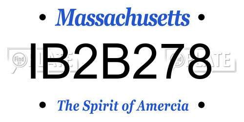 IB2B278 Massachusetts License Plate
