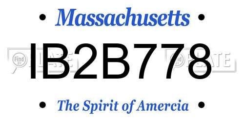 IB2B778 Massachusetts License Plate