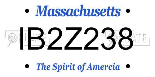 IB2Z238 Massachusetts License Plate