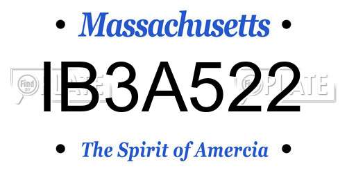 IB3A522 Massachusetts License Plate