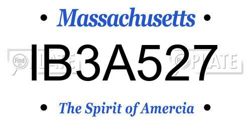 IB3A527 Massachusetts License Plate