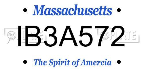 IB3A572 Massachusetts License Plate