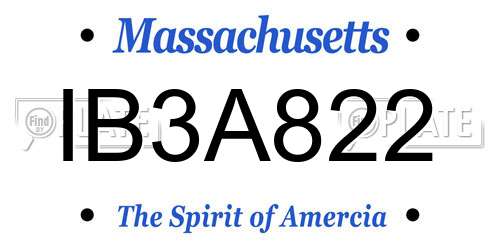 IB3A822 Massachusetts License Plate