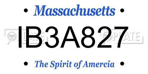 IB3A827 Massachusetts License Plate