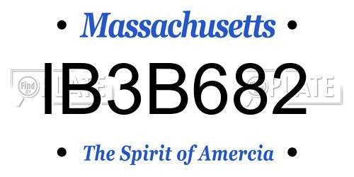 IB3B682 Massachusetts License Plate