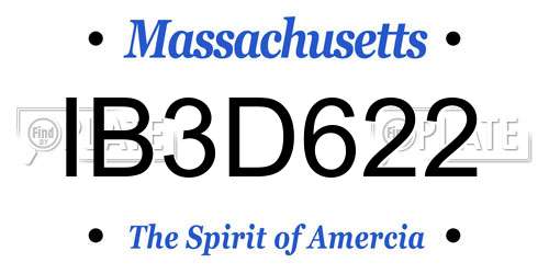 IB3D622 Massachusetts License Plate