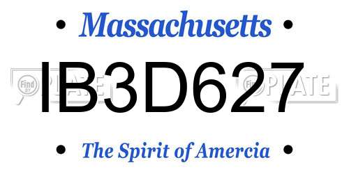 IB3D627 Massachusetts License Plate