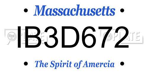 IB3D672 Massachusetts License Plate