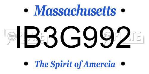 IB3G992 Massachusetts License Plate