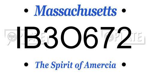 IB3O672 Massachusetts License Plate