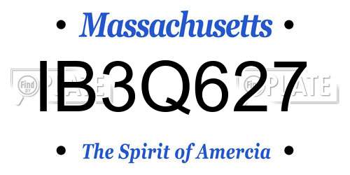 IB3Q627 Massachusetts License Plate