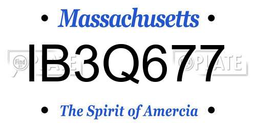 IB3Q677 Massachusetts License Plate