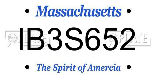IB3S652 Massachusetts License Plate