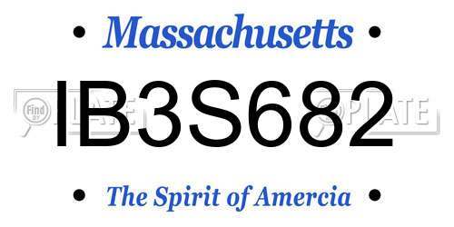 IB3S682 Massachusetts License Plate