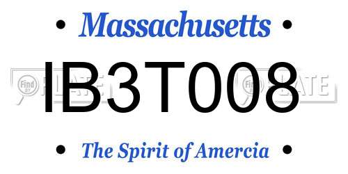 IB3T008 Massachusetts License Plate