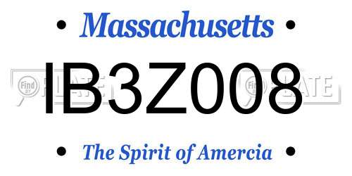 IB3Z008 Massachusetts License Plate
