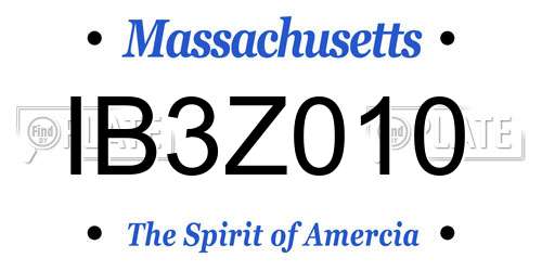 IB3Z010 Massachusetts License Plate