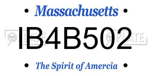 IB4B502 Massachusetts License Plate