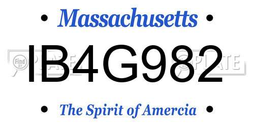 IB4G982 Massachusetts License Plate
