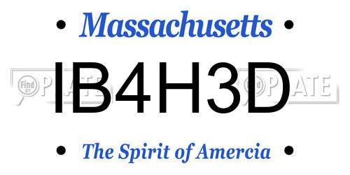 IB4H3D Massachusetts License Plate