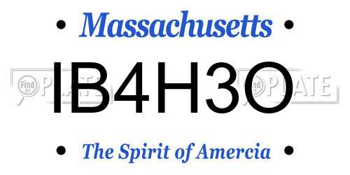 IB4H3O Massachusetts License Plate