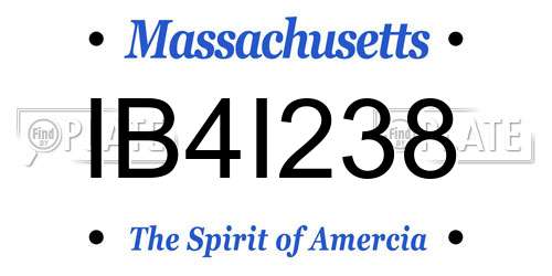 IB4I238 Massachusetts License Plate
