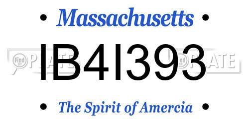 IB4I393 Massachusetts License Plate