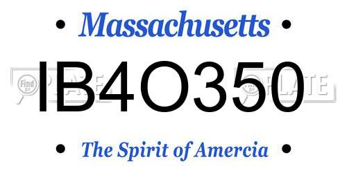IB4O350 Massachusetts License Plate