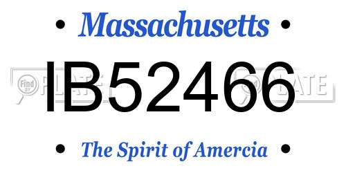 IB52466 Massachusetts License Plate
