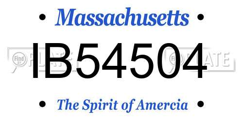 IB54504 Massachusetts License Plate