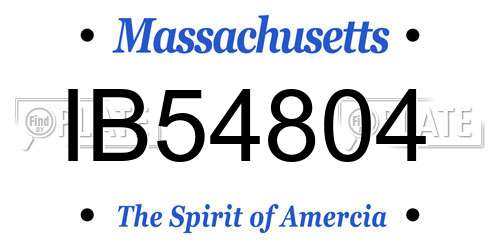 IB54804 Massachusetts License Plate