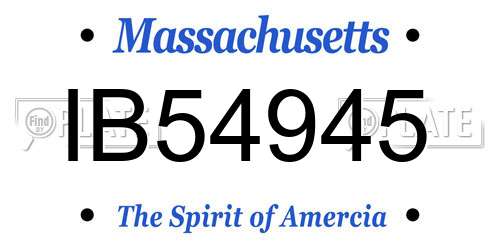 IB54945 Massachusetts License Plate
