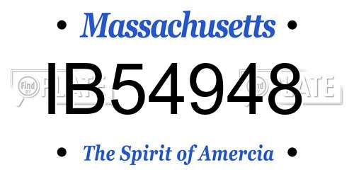 IB54948 Massachusetts License Plate