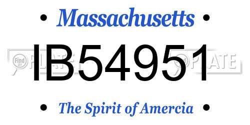 IB54951 Massachusetts License Plate