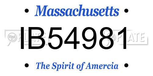 IB54981 Massachusetts License Plate