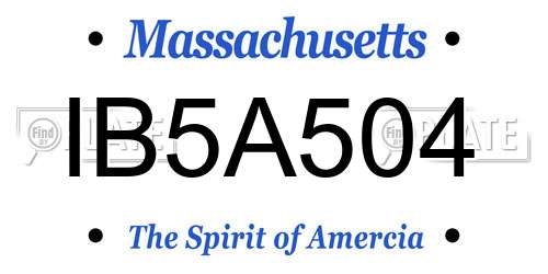 IB5A504 Massachusetts License Plate