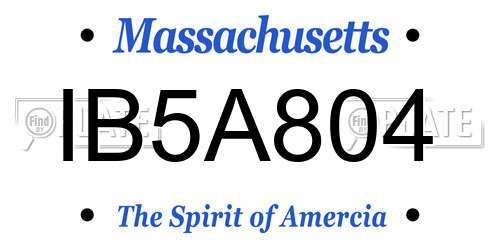 IB5A804 Massachusetts License Plate