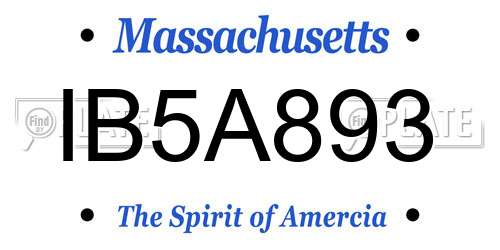 IB5A893 Massachusetts License Plate