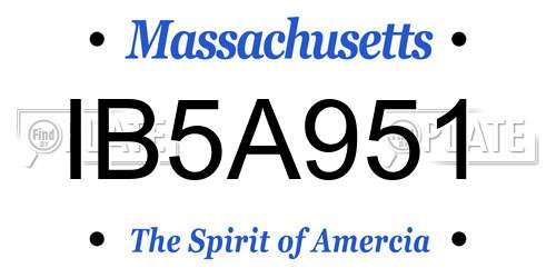 IB5A951 Massachusetts License Plate